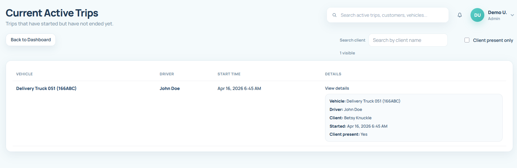 Current active trips