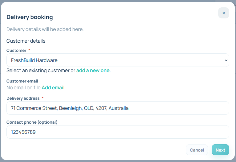 Step 2: customer and address
