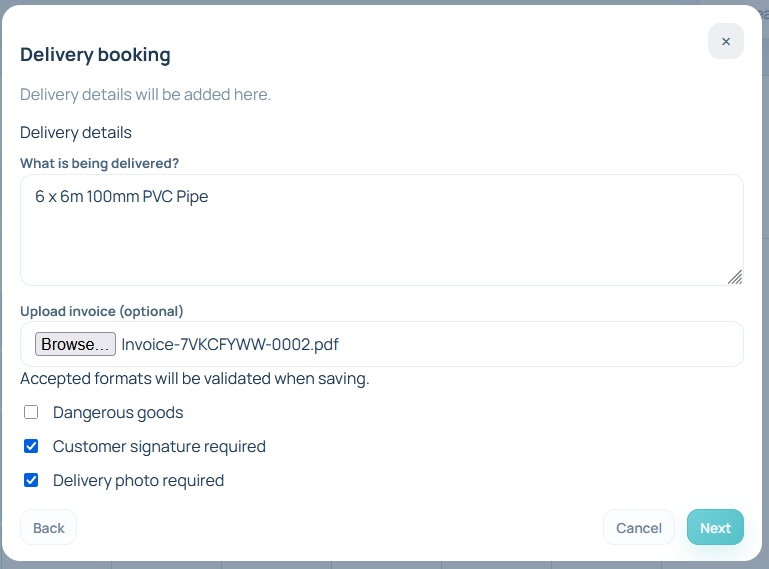Step 5: delivery requirements