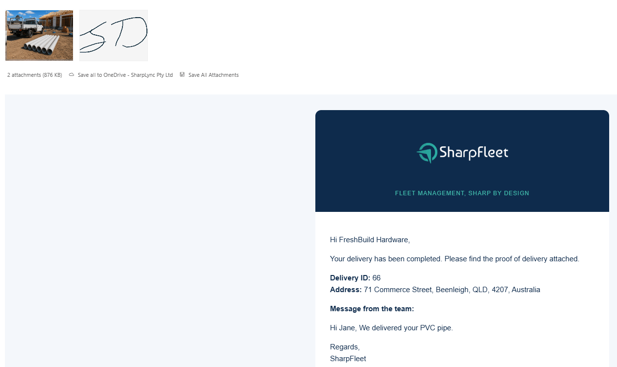 Customer-facing POD email