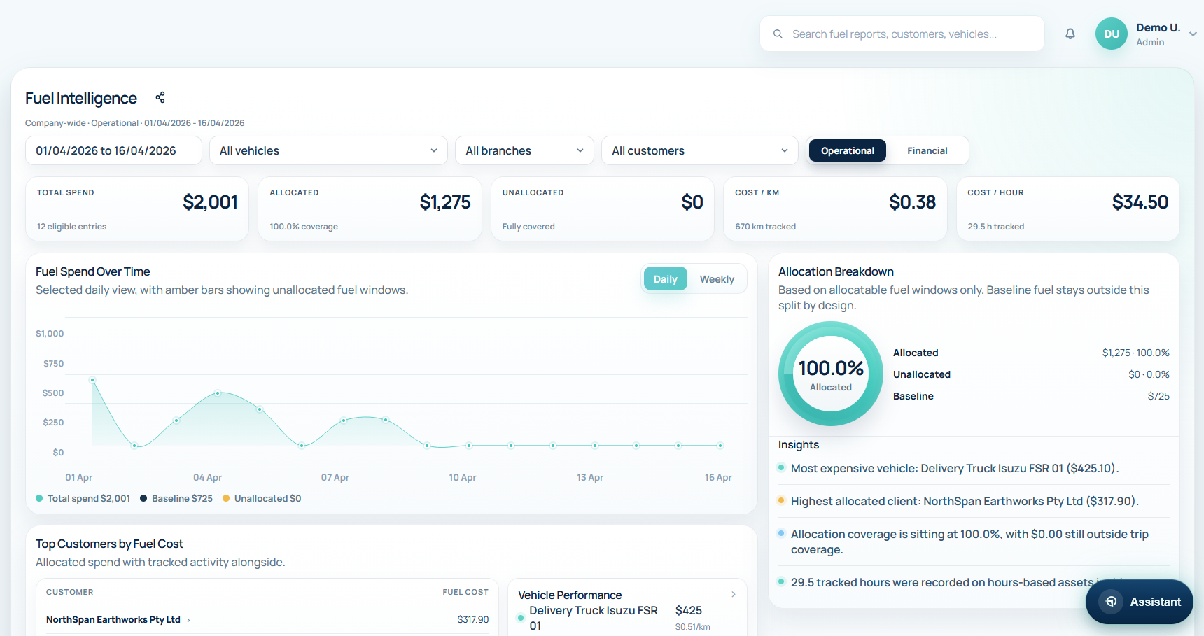 Keep fuel spend connected to fleet activity, not trapped in a spreadsheet export.